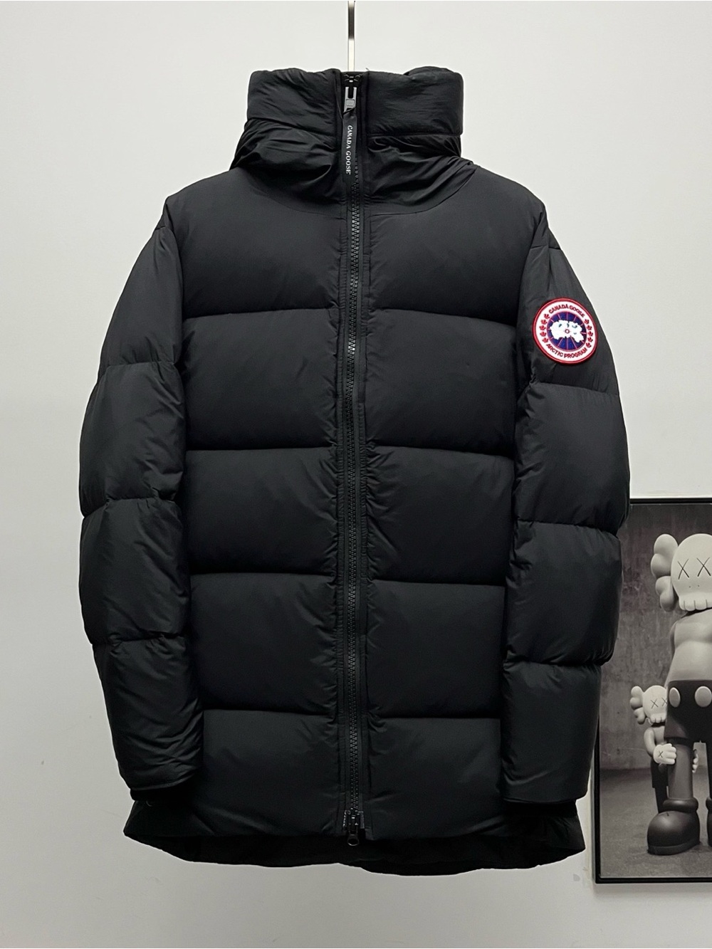 Canada Goose Black Down Quilted Jacket with Logo Patch